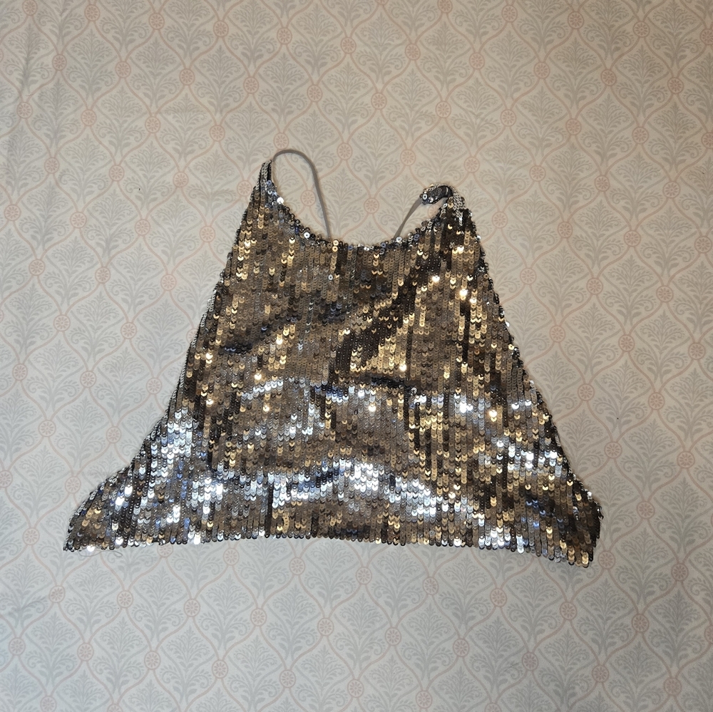 Silver Sequin Crop